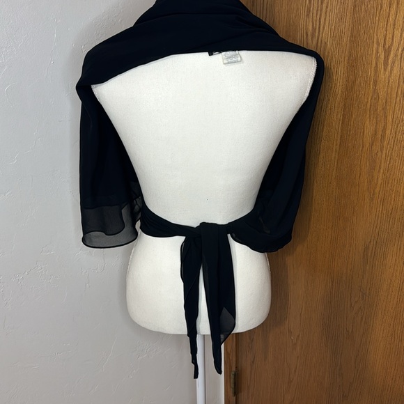 Alex Evenings black chiffon flutter sleeve bolero top OS - Picture 4 of 7